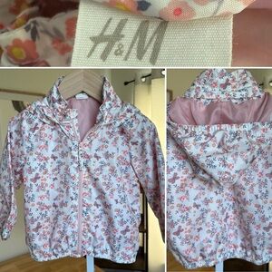 H&M Kids Floral Butterfly Hooded Windbreaker Girls Size 9-12 MO